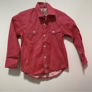 Boys Rafter C Red Geometric pearl snap Button-Up Shirt